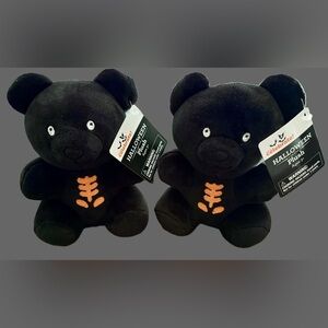 Black Halloween Ribcage Teddy Bears Lot of 2 NEW